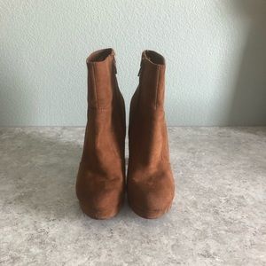 Brown heeled ankle booties